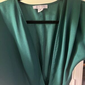 Mixer Cocktail Deep V Teal Fall Romper, Worn Once!